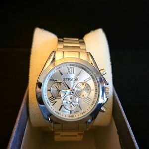 Strada Stainless Steel Water Resistant Cuff Band Watch